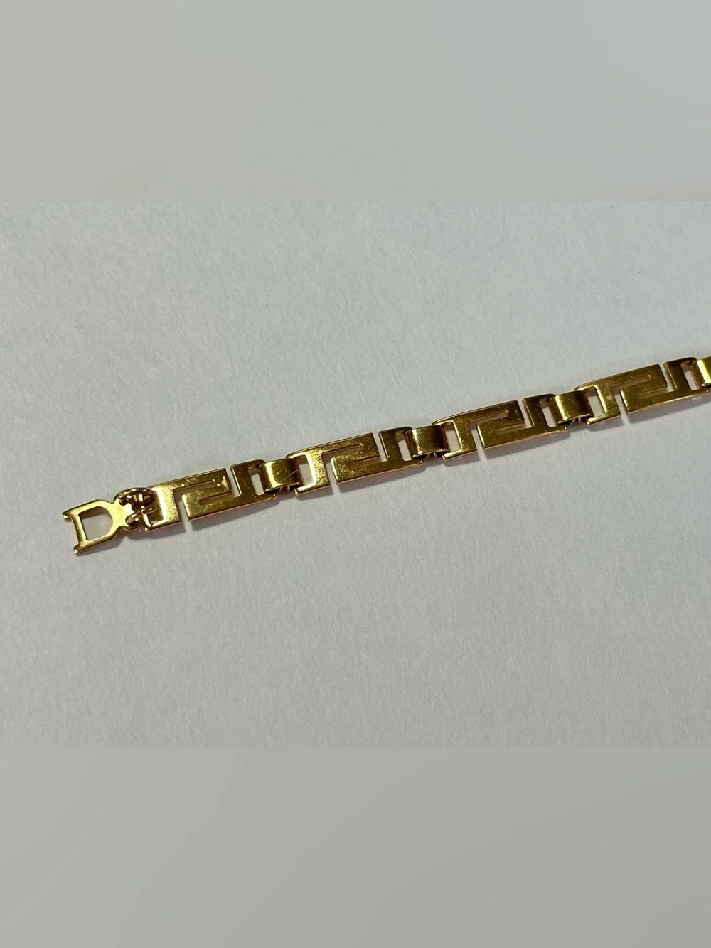 8” Gold-Tone Greek Key Link Bracelet Old Money Quite Luxury Mediterranean Mens